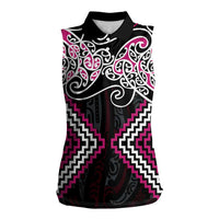 Pink Aotearoa Tukutuku Manawa Tapu Women Sleeveless Polo Shirt Ta Moko Toi Maori LT9 Female Pink - Polynesian Pride