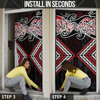Red Aotearoa Tukutuku Manawa Tapu Door Cover Ta Moko Toi Maori LT9 - Polynesian Pride