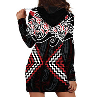 Red Aotearoa Tukutuku Manawa Tapu Hoodie Dress Ta Moko Toi Maori LT9 - Polynesian Pride