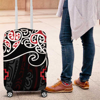 Red Aotearoa Tukutuku Manawa Tapu Luggage Cover Ta Moko Toi Maori LT9 Red - Polynesian Pride