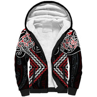 Red Aotearoa Tukutuku Manawa Tapu Sherpa Hoodie Ta Moko Toi Maori LT9 Unisex Red - Polynesian Pride