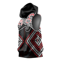 Red Aotearoa Tukutuku Manawa Tapu Sleeveless Hoodie Ta Moko Toi Maori LT9 - Polynesian Pride