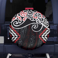 Red Aotearoa Tukutuku Manawa Tapu Spare Tire Cover Ta Moko Toi Maori LT9 No hole Red - Polynesian Pride