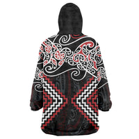Red Aotearoa Tukutuku Manawa Tapu Wearable Blanket Hoodie Ta Moko Toi Maori LT9 - Polynesian Pride