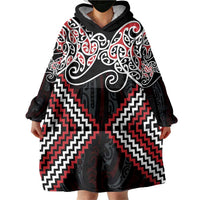 Red Aotearoa Tukutuku Manawa Tapu Wearable Blanket Hoodie Ta Moko Toi Maori LT9 - Polynesian Pride