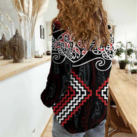 Red Aotearoa Tukutuku Manawa Tapu Women Casual Shirt Ta Moko Toi Maori LT9 - Polynesian Pride