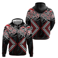 Red Aotearoa Tukutuku Manawa Tapu Zip Hoodie Ta Moko Toi Maori LT9 - Polynesian Pride