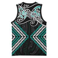Turquoise Aotearoa Tukutuku Manawa Tapu Basketball Jersey Ta Moko Toi Maori LT9 - Polynesian Pride