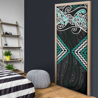 Turquoise Aotearoa Tukutuku Manawa Tapu Door Cover Ta Moko Toi Maori LT9 - Polynesian Pride