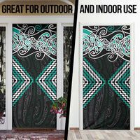 Turquoise Aotearoa Tukutuku Manawa Tapu Door Cover Ta Moko Toi Maori LT9 - Polynesian Pride