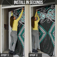 Turquoise Aotearoa Tukutuku Manawa Tapu Door Cover Ta Moko Toi Maori LT9 - Polynesian Pride