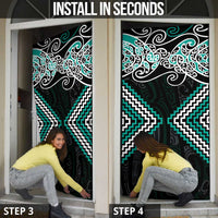 Turquoise Aotearoa Tukutuku Manawa Tapu Door Cover Ta Moko Toi Maori LT9 - Polynesian Pride