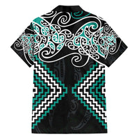 Turquoise Aotearoa Tukutuku Manawa Tapu Family Matching Off Shoulder Maxi Dress and Hawaiian Shirt Ta Moko Toi Maori LT9 - Polynesian Pride