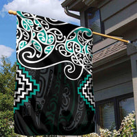 Turquoise Aotearoa Tukutuku Manawa Tapu Garden Flag Ta Moko Toi Maori LT9 - Polynesian Pride