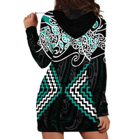 Turquoise Aotearoa Tukutuku Manawa Tapu Hoodie Dress Ta Moko Toi Maori LT9 - Polynesian Pride