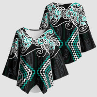 Turquoise Aotearoa Tukutuku Manawa Tapu Kimono Sleeve Blouse Ta Moko Toi Maori LT9 - Polynesian Pride