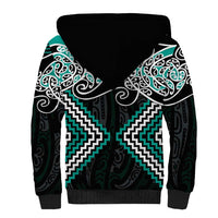 Turquoise Aotearoa Tukutuku Manawa Tapu Sherpa Hoodie Ta Moko Toi Maori LT9 - Polynesian Pride