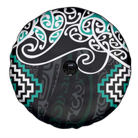 Turquoise Aotearoa Tukutuku Manawa Tapu Spare Tire Cover Ta Moko Toi Maori LT9 - Polynesian Pride