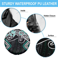 Turquoise Aotearoa Tukutuku Manawa Tapu Spare Tire Cover Ta Moko Toi Maori LT9 - Polynesian Pride