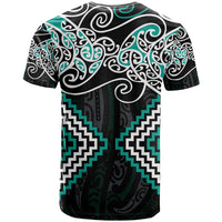 Turquoise Aotearoa Tukutuku Manawa Tapu T Shirt Ta Moko Toi Maori LT9 - Polynesian Pride