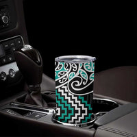 Turquoise Aotearoa Tukutuku Manawa Tapu Tumbler Cup Ta Moko Toi Maori LT9 - Polynesian Pride