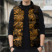 Gold Couple Dolphins Maori Polynesian Style Sleeveless Puffer Jacket - Polynesian Pride