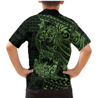 Green Couple Dolphins Maori Polynesian Style Family Matching Mermaid Dress and Hawaiian Shirt LT9 - Polynesian Pride