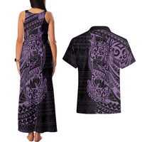 Purple Couple Dolphins Maori Polynesian Style Couples Matching Tank Maxi Dress and Hawaiian Shirt LT9 - Polynesian Pride
