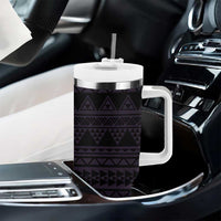 Purple Couple Dolphins Maori Polynesian Style Tumbler With Handle
