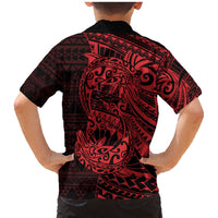 Red Couple Dolphins Maori Polynesian Style Family Matching Mermaid Dress and Hawaiian Shirt LT9 - Polynesian Pride