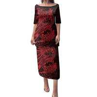 Red Couple Dolphins Maori Polynesian Style Family Matching Puletasi and Hawaiian Shirt LT9 Mom's Dress Red - Polynesian Pride