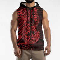 Red Couple Dolphins Maori Polynesian Style Sleeveless Zip Hoodie - Polynesian Pride