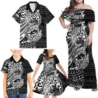 White Couple Dolphins Maori Polynesian Style Family Matching Off Shoulder Maxi Dress and Hawaiian Shirt LT9 - Polynesian Pride