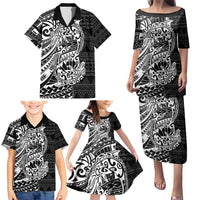 White Couple Dolphins Maori Polynesian Style Family Matching Puletasi and Hawaiian Shirt LT9 - Polynesian Pride