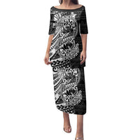 White Couple Dolphins Maori Polynesian Style Family Matching Puletasi and Hawaiian Shirt LT9 Mom's Dress White - Polynesian Pride