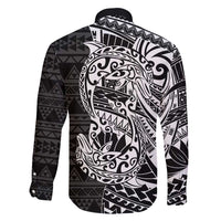 White Couple Dolphins Maori Polynesian Style Family Matching Short Sleeve Bodycon Dress and Hawaiian Shirt LT9 - Polynesian Pride