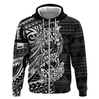 White Couple Dolphins Maori Polynesian Style Hoodie