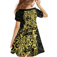 Yellow Couple Dolphins Maori Polynesian Style Family Matching Off Shoulder Maxi Dress and Hawaiian Shirt LT9 - Polynesian Pride