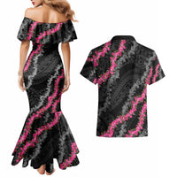 Guam Bougainvillea Lei Couples Matching Mermaid Dress and Hawaiian Shirt Chamorro Tribal Pattern LT9 - Polynesian Pride
