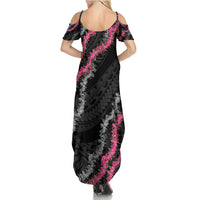 Guam Bougainvillea Lei Family Matching Summer Maxi Dress and Hawaiian Shirt Chamorro Tribal Pattern LT9 - Polynesian Pride