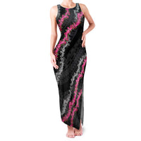 Guam Bougainvillea Lei Family Matching Tank Maxi Dress and Hawaiian Shirt Chamorro Tribal Pattern LT9 Mom's Dress Black - Polynesian Pride