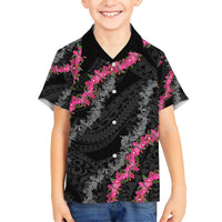 Guam Bougainvillea Lei Family Matching Tank Maxi Dress and Hawaiian Shirt Chamorro Tribal Pattern LT9 Son's Shirt Black - Polynesian Pride