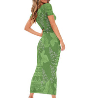 Hawaii Molokai Island Kukui Nut Flowers Family Matching Short Sleeve Bodycon Dress and Hawaiian Shirt Tribal Kakau Pattern LT9 - Polynesian Pride