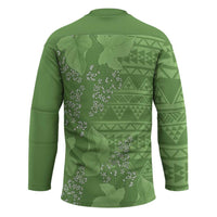Hawaii Molokai Island Kukui Nut Flowers Hockey Jersey Tribal Kakau Pattern - Polynesian Pride