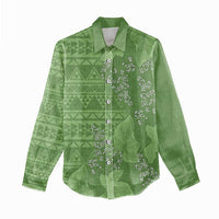Hawaii Molokai Island Kukui Nut Flowers Women Casual Shirt Tribal Kakau Pattern LT9 - Polynesian Pride