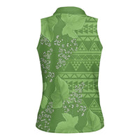 Hawaii Molokai Island Kukui Nut Flowers Women Sleeveless Polo Shirt Tribal Kakau Pattern LT9 - Polynesian Pride