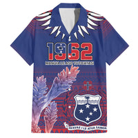 Custom Samoa 1962 Independence Day Custom Family Matching Long Sleeve Bodycon Dress and Hawaiian Shirt Manuia le Aso Tuto'atasi Ula Nifo Blue Art LT9 Dad's Shirt - Short Sleeve Blue - Polynesian Pride