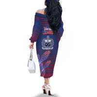 Custom Samoa 1962 Independence Day Custom Family Matching Off The Shoulder Long Sleeve Dress and Hawaiian Shirt Manuia le Aso Tuto'atasi Ula Nifo Blue Art LT9 - Polynesian Pride