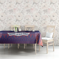 Custom Samoa 1962 Independence Day Custom Tablecloth Manuia le Aso Tuto'atasi Ula Nifo Blue Art