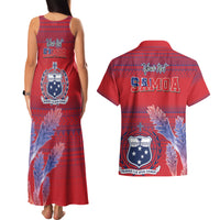 Custom Samoa 1962 Independence Day Custom Couples Matching Tank Maxi Dress and Hawaiian Shirt Manuia le Aso Tuto'atasi Ula Nifo Red Art LT9 - Polynesian Pride